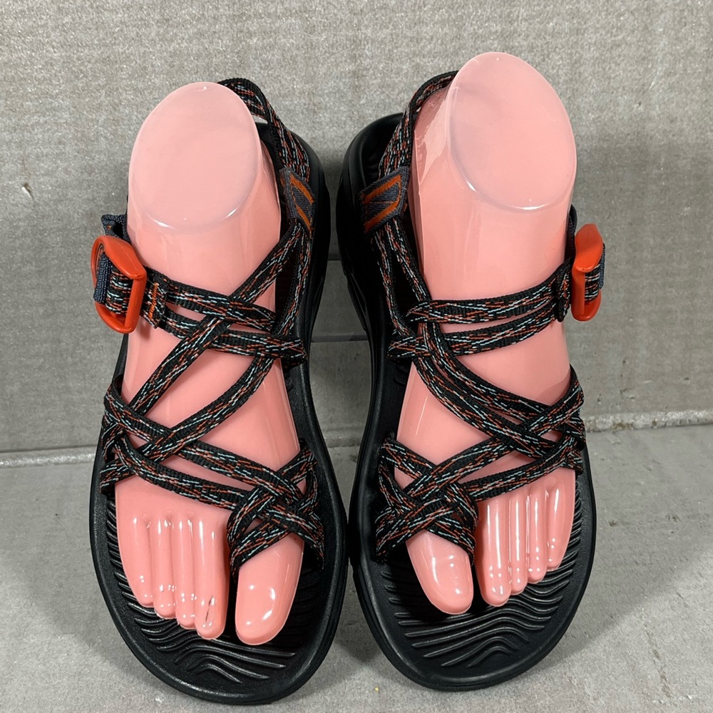 Chaco Women's ZX/2 Classic Navy/Orange/Light Blue Sandals Size 8 - Picture 3 of 11